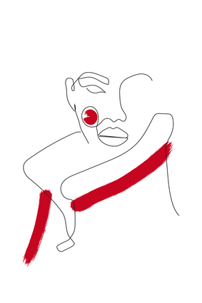 Woman In Red Coat Abstract Art